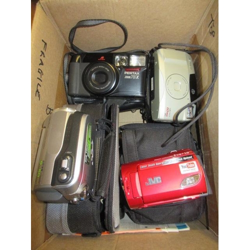 371 - BOX OF CASED CAMERAS/VIDEO CAMERAS ETC