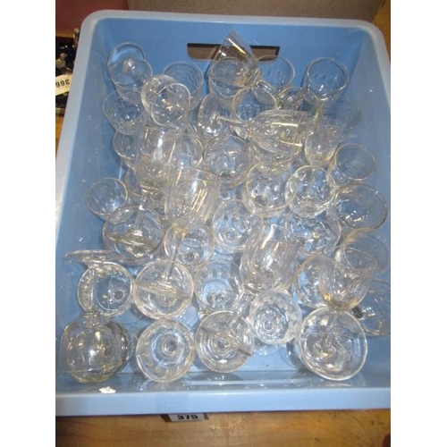 375 - BOX OF SHERRY GLASSES ETC