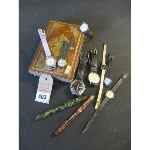 403 - BOX OF WATCHES ETC