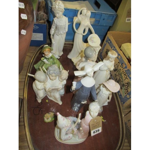 436 - TRAY OF FIGURES INCLUDING LLADRO AND NAO