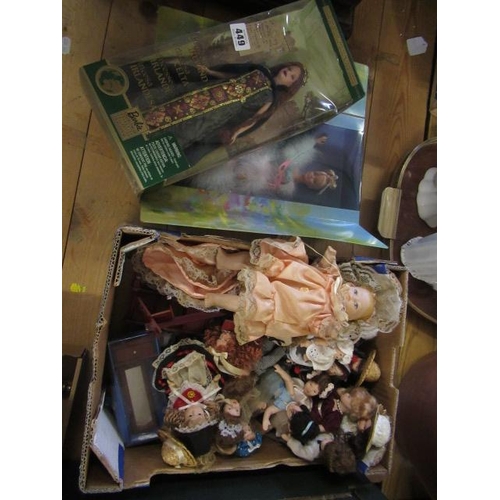 449 - TWO BOXED BARBIE DOLLS AND A BOX OF DOLL'S FURNITURE