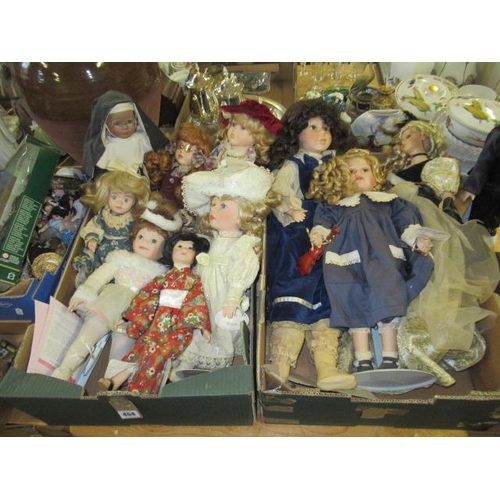 454 - TWO BOXES OF DOLLS