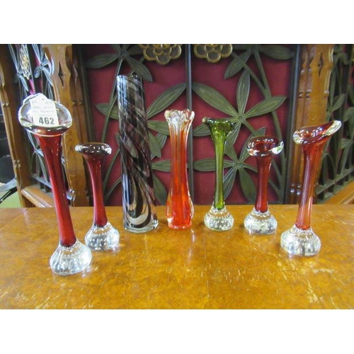 462 - SEVEN GLASS VASES INCLUDING MURANO