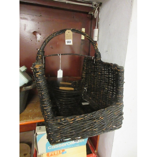 502 - WICKER BASKET WITH WIRE EGG BASKET