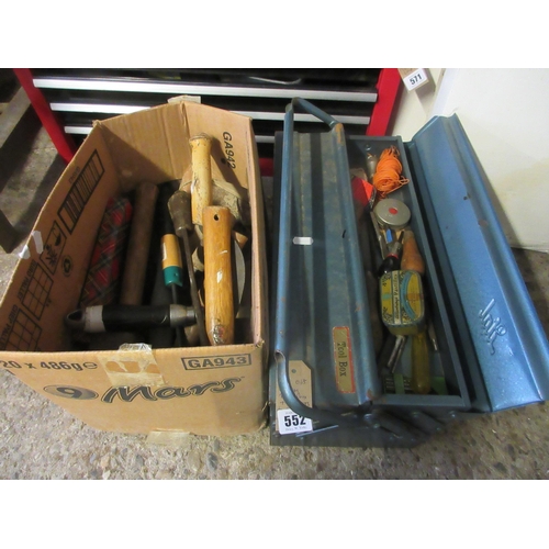 552 - METAL TOOLBOX AND CONTENTS WITH A BOX OF TOOLS