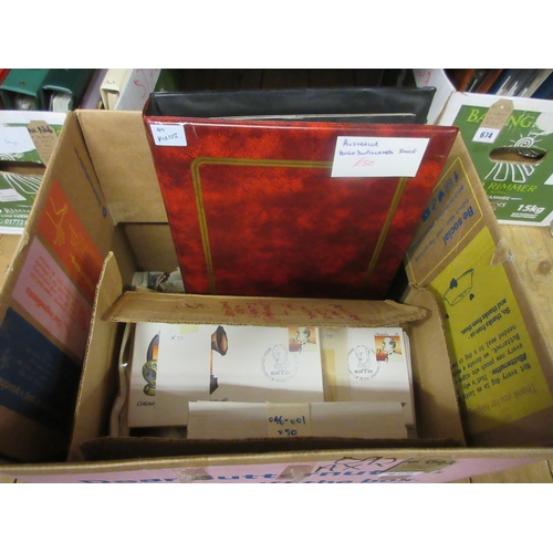 673 - WELL FILLED BOX OF AUSTRALIAN STAMPS AND POSTAL HISTORY