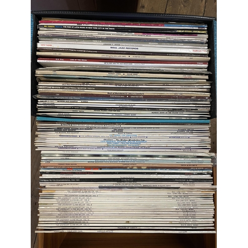 71 - FOUR CASES OF JAZZ AND BLUES LP RECORDS INCLUDING MILES DAVIS AND DAVE BRUBECK