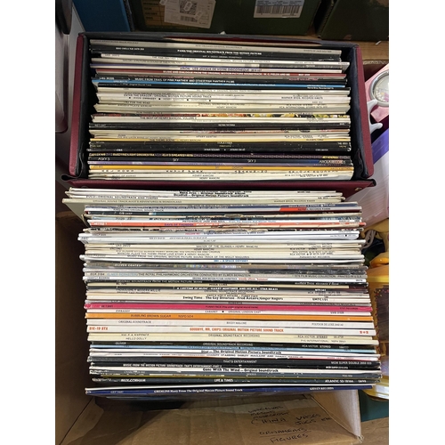 88 - FOUR RETRO CASES OF FILM SOUND TRACK AND OTHER LP RECORDS INCLUDING BRUCE LEE AND BARBARELLA