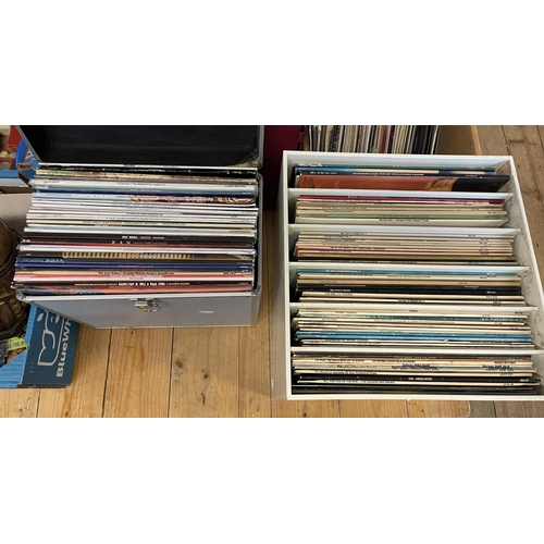 88 - FOUR RETRO CASES OF FILM SOUND TRACK AND OTHER LP RECORDS INCLUDING BRUCE LEE AND BARBARELLA