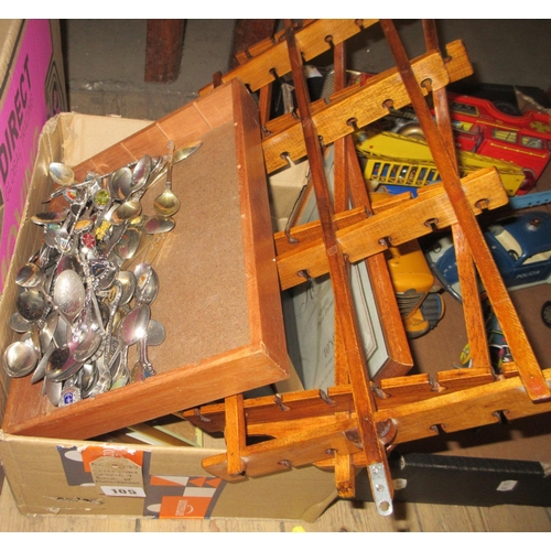 105 - BOX OF SPOONS AND BOX OF PHOTOFRAMES