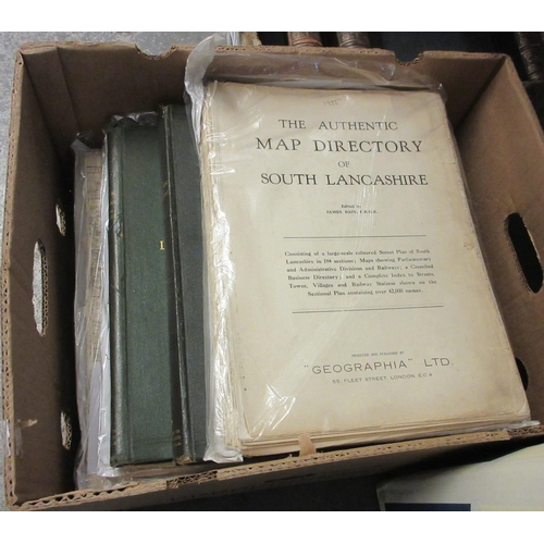 110 - BOX OF MAP DIRECTORIES FROM LONDON AND SOUTH LANCASHIRE