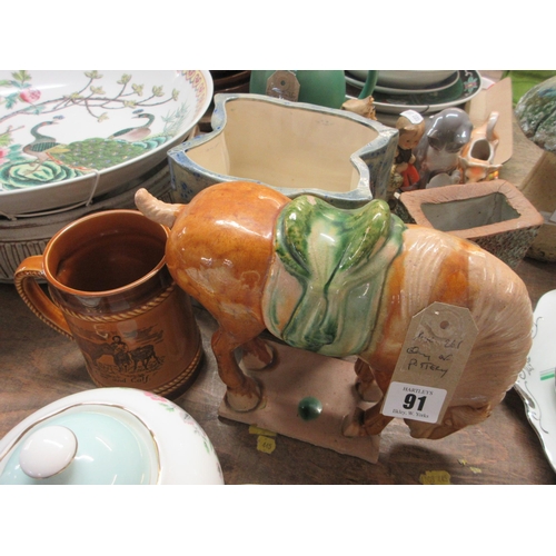 91 - QUANTITY OF POTTERY INCLUDING TONY GANT