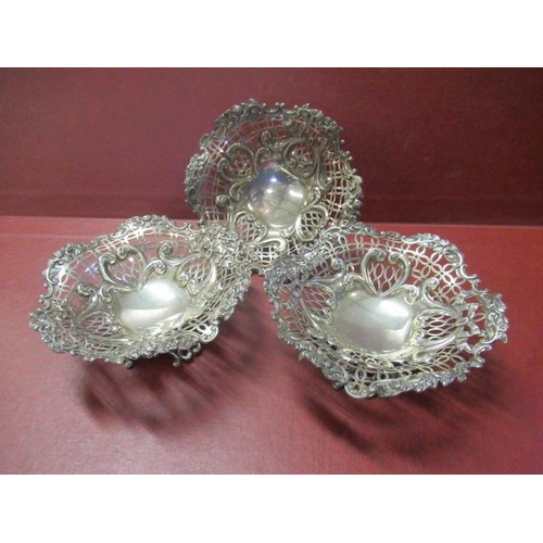 226 - THREE SILVER BON BON DISHES