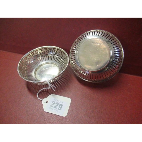 229 - PAIR OF SILVER BON BON DISHES