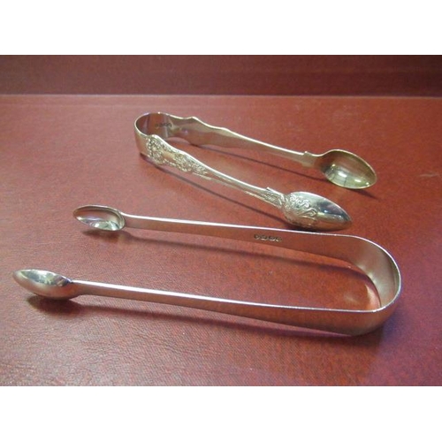 232 - TWO PAIRS OF SILVER SUGAR TONGS