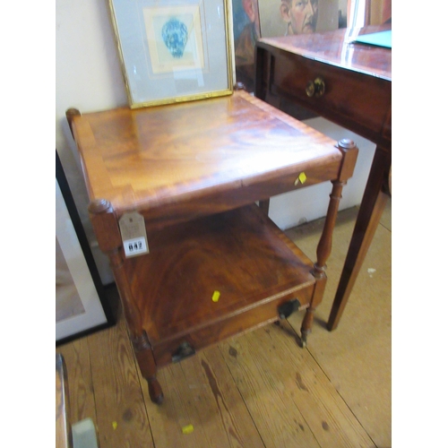 842 - MAHOGANY TWO TIER TABLE WITH DRAWER