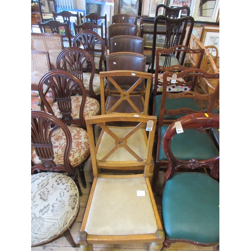 874 - SET OF FOUR DINING CHAIRS AND A PAIR OF OAK CHAIRS