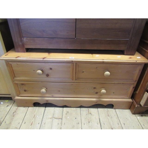 944 - PINE LOW THREE DRAWER CHEST