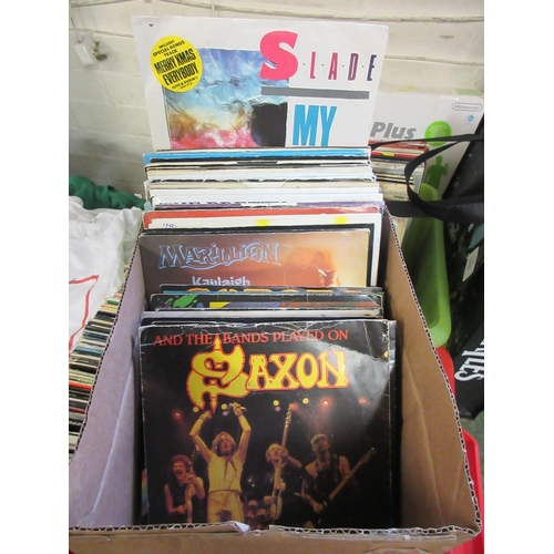 BOX OF ROCK SINGLES INCLUDING THE WHO AND ALICE COOPER