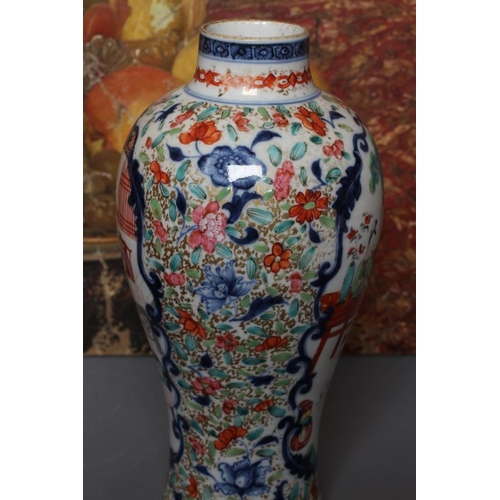 1 - A CHINESE PORCELAIN VASE of inverted baluster form, painted in underglaze blue and over painted in f... 