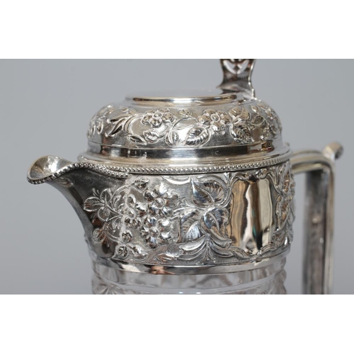 138 - AN EDWARDIAN CLARET JUG by W. & C. Sissons, Sheffield 1906, the slice, strawberry and star cut clear... 