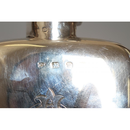 147 - A LATE VICTORIAN HIP FLASK by Colen Hewer Cheshire, Birmingham 1896, of plain rounded oblong form wi... 