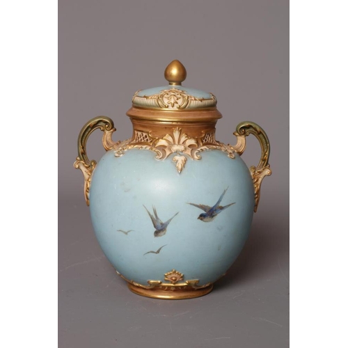 15 - A ROYAL WORCESTER CHINA POT POURRI AND COVER, 1898, of ovoid form with acanthus moulded and diaper p... 