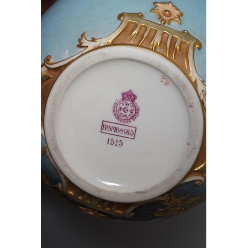 15 - A ROYAL WORCESTER CHINA POT POURRI AND COVER, 1898, of ovoid form with acanthus moulded and diaper p... 