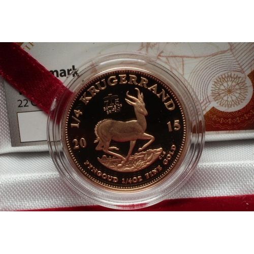 170 - A 1/4 KRUGERRAND, 2015, 97 of a Ltd. Ed. of 250, mint in capsule, cased with certificate (Est. plus ... 