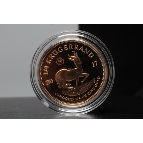 171 - A 1/4 KRUGERRAND, 2017, 2915 of a Ltd. Ed. of 5000, mint in capsule, cased with certificate (Est. pl... 