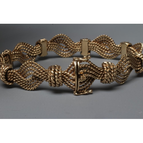 191 - A 9CT GOLD ROPE TWIST BRACELET with eight twist spacers and slide clasp, London import 1978, 30.9g (... 