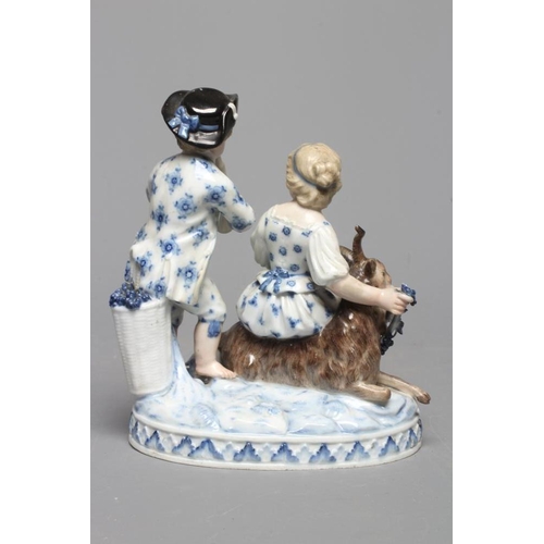 20 - A MEISSEN PORCELAIN GROUP ALLEGORICAL OF AUTUMN AFTER JOHANN CARL SCHÖNHEIT modelled as two young ch... 