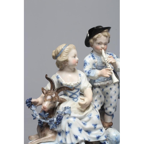 20 - A MEISSEN PORCELAIN GROUP ALLEGORICAL OF AUTUMN AFTER JOHANN CARL SCHÖNHEIT modelled as two young ch... 