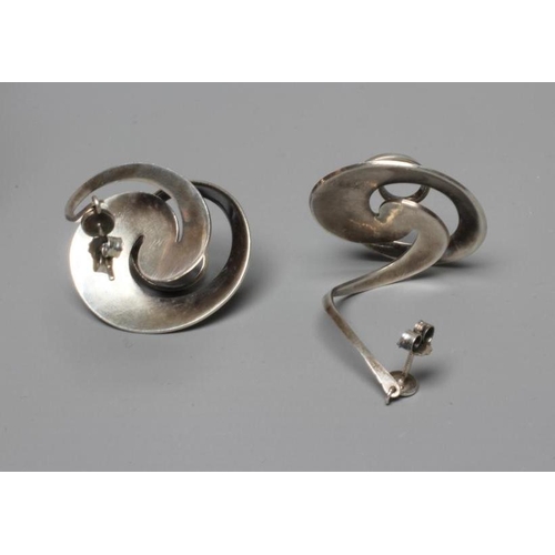 204 - A PAIR OF GEORG JENSEN SILVER SPIRAL EARRINGS designed by Viviana Torun Bulow-Hube, stamped 925 S, T... 