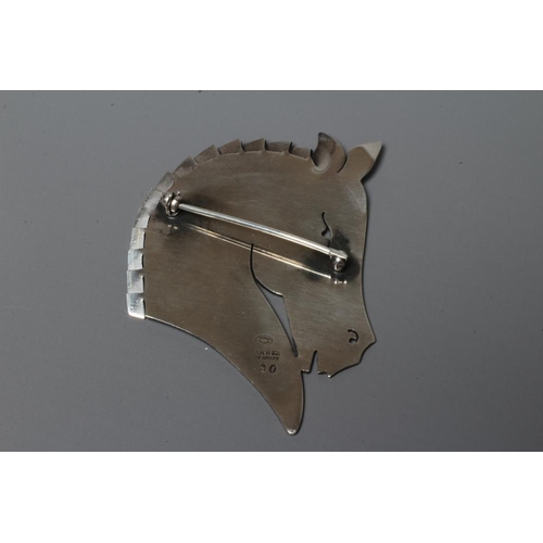 210 - A GEORG JENSEN SILVER HORSE HEAD BROOCH designed by Arno Malinowski, stamped Sterling 90 (Est. plus ... 