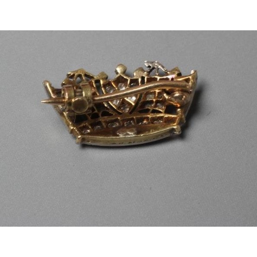 217 - A DIAMOND NAVAL CROWN BROOCH, unmarked (Est. plus 24% premium inc. VAT)