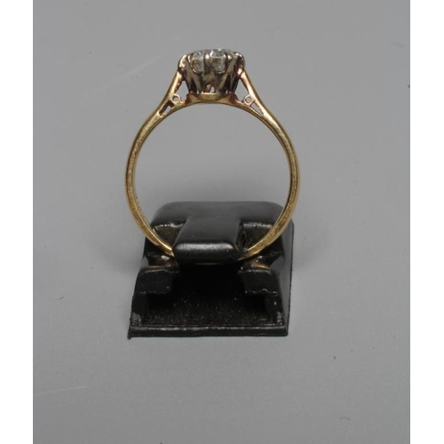 244 - A SOLITAIRE DIAMOND RING, the old brilliant cut stone of approximately 0.60cts claw set to a plain s... 