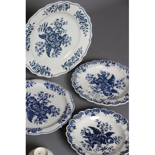 25 - A COLLECTION OF FIRST PERIOD WORCESTER PINE CONE PATTERN PORCELAIN, various dates, comprising a pier... 