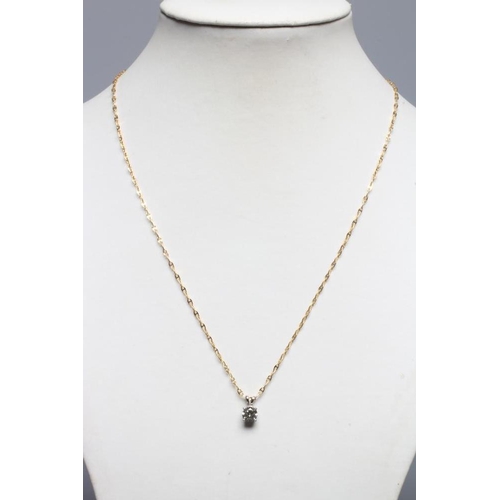 291 - A SOLITAIRE DIAMOND PENDANT, the claw set brilliant cut stone to an 18ct gold bi-furcated bale, spon... 