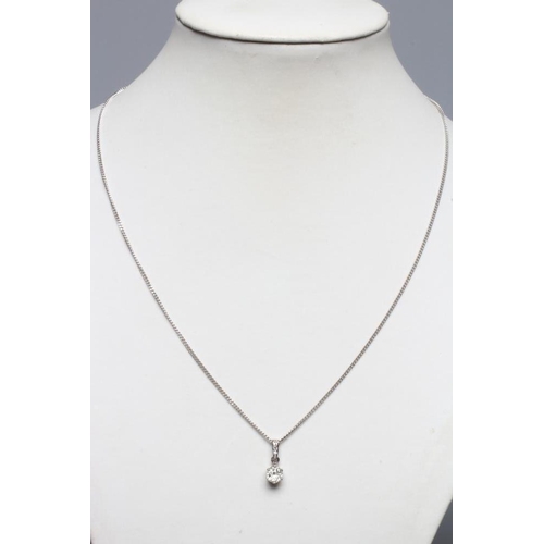 299 - A SOLITAIRE DIAMOND PENDANT, the brilliant cut stone of approximately 0.6cts claw set to a bale pave... 