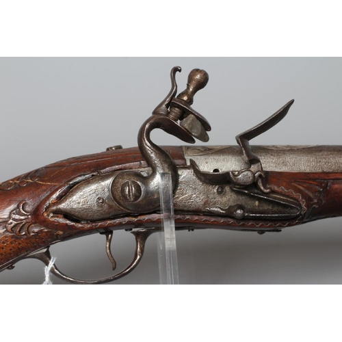 343 - A FLINTLOCK BLUNDERBUSS PISTOL with 12