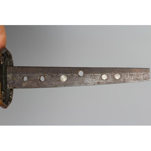 354 - A JAPANESE KATANA with WWII saya, tsuba and hilt, possibly Edo period, 24 1/2