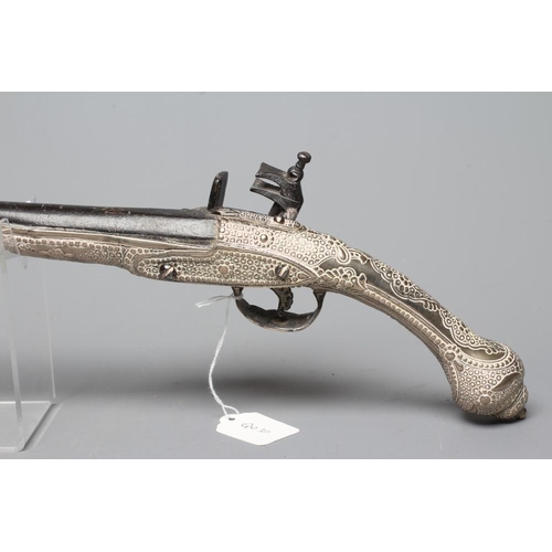 365 - A TURKISH FLINTLOCK PISTOL, early 19th century, with 13 1/4