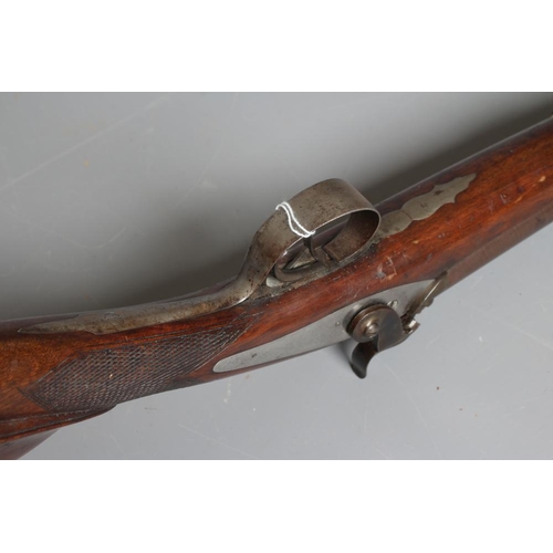 375 - A PERCUSSION DOUBLE BARELLED RIFLE with 34 5/8