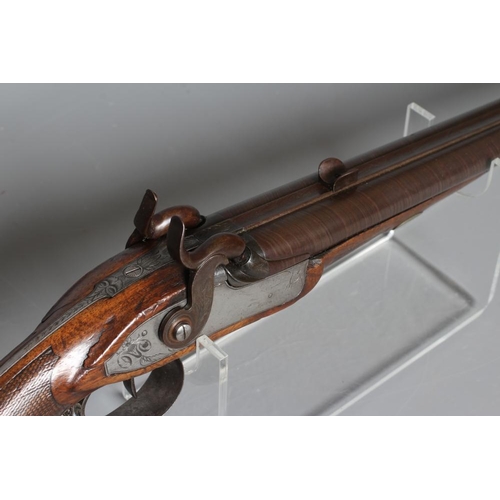 376 - A PERCUSSION DOUBLE BARELLED RIFLE with 31 3/4