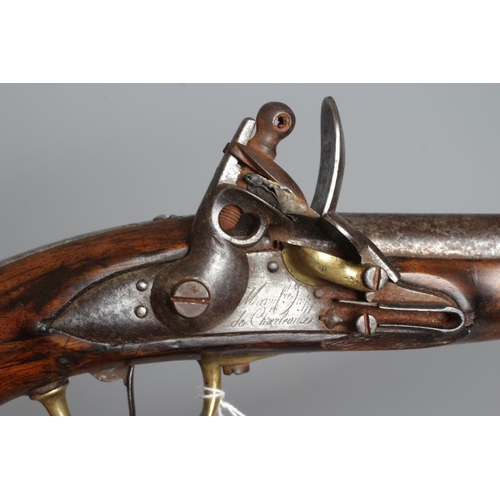 379 - A FRENCH MILITARY FLINTLOCK HOLSTER PISTOL, the 8