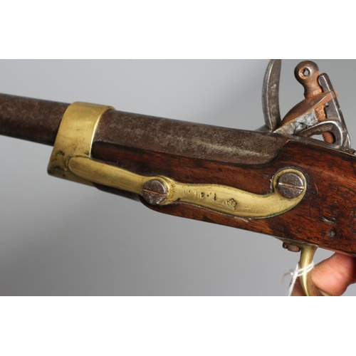 379 - A FRENCH MILITARY FLINTLOCK HOLSTER PISTOL, the 8