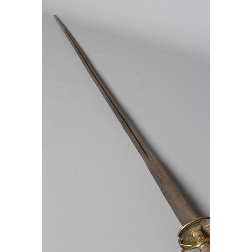 395 - A BRASS HILTED SMALL SWORD, the 33 1/2