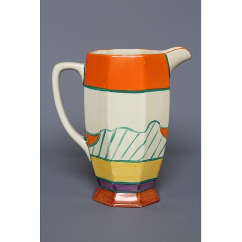 56 - A CLARICE CLIFF FANTASQUE POTTERY LILY PATTERN ATHENS JUG, 1920's, retailed by Lawleys of Regent St.... 