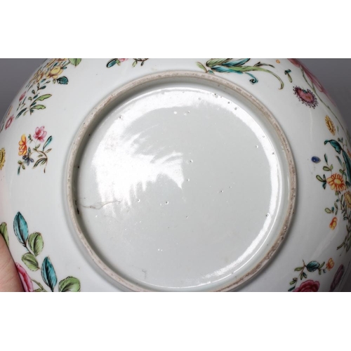 7 - A CHINESE PORCELAIN FAMILLE ROSE BOWL of plain circular form painted with flowers, unmarked, 10